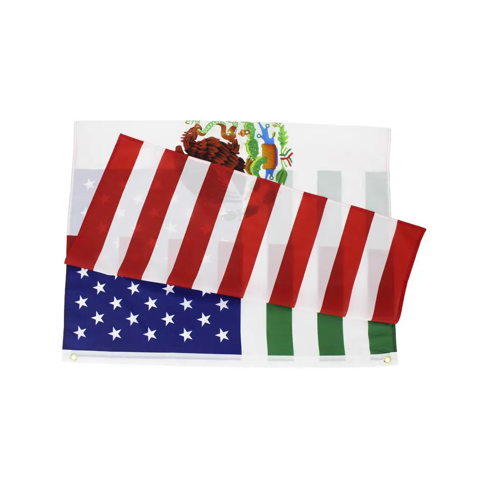 US MX USA Mexico Friendship Traditional Flag American Mexican Combination Wholesale In Stock 3x5ft Banner for Decoration