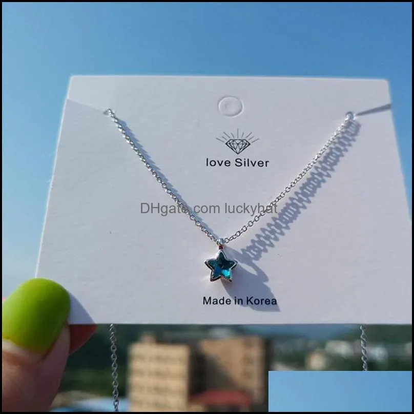 Design Fashion Eternity Bague Sky-blue Star Pendant Necklace Silver Color CZ Austrian Crystal Big Promotions Trendy Gift