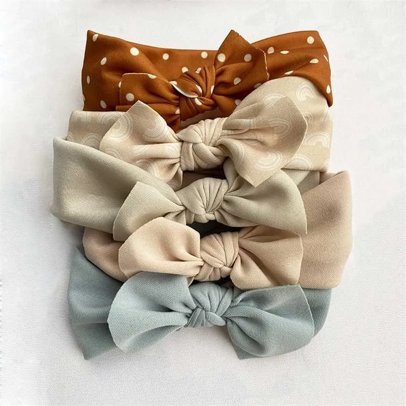 5Pcs/Lot Baby Girl Hair Bows Headband Cotton Headwrap For Children Turban born Head Bands Accessories Bandeau Cheveux Opaska 211023