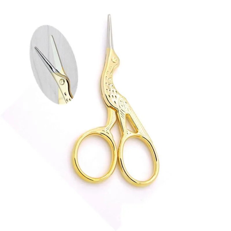 2021 Stainless Steel Scissors Metal Craft Cross Stitch Scissor Crane Shaped Practical Nasal Hair Beauty Clipper Gold Sliver Color