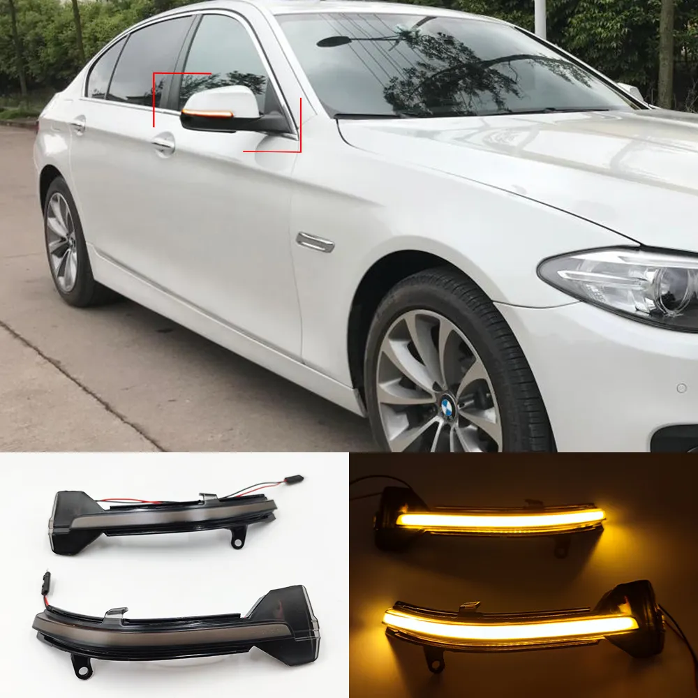 1 SET DYNAMISK Vrid Signal LED Bakövningsspegelindikator Blinker Repeater Ljus för BMW 5 6 7 Serie F10 F11 F07 F06 F12 F13 F01