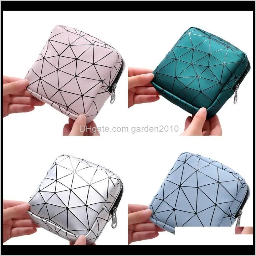 portable mini storage bag multifunctional pu leather women menstrual rhombus napkin sanitary organizer masks bag