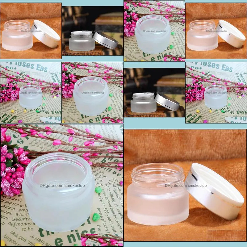 50g frosted glass jars, 50ml frost cream jars for skin care cream bottles, 50g glass empty cosmetic containers 60pcs