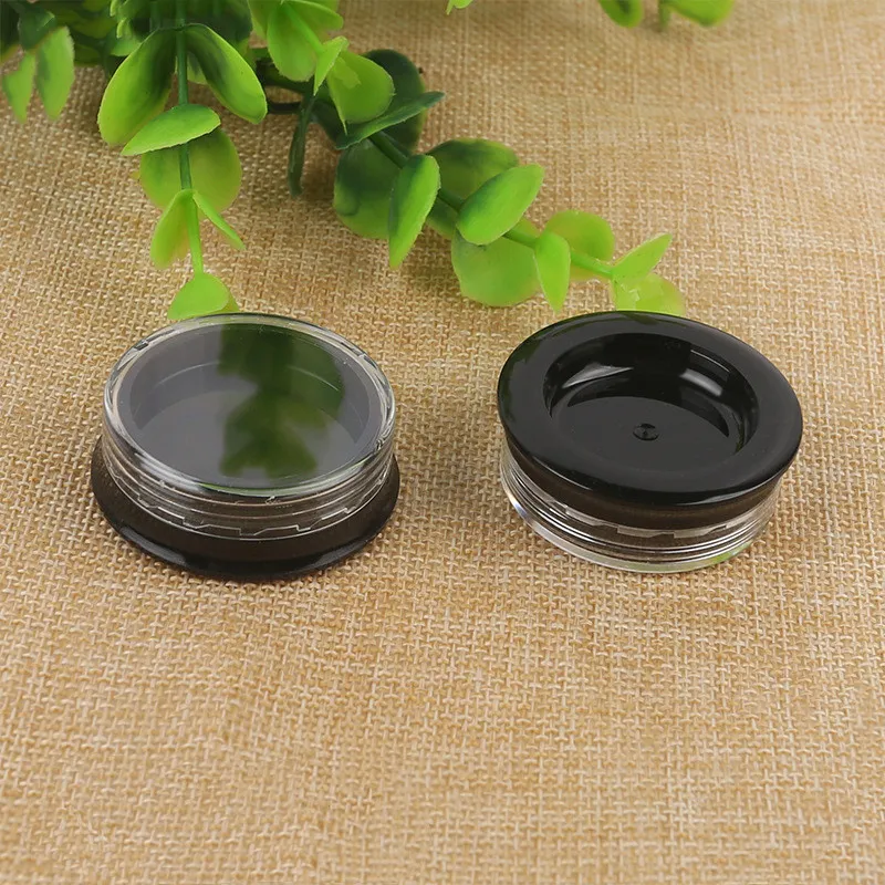 3g Black Plastic Travel Cosmetic Jars Bottle Refillable Makeup Cream Eyeshadow Lip Balm Sample Storage Container Packing Bottles Pot with Clear Lids