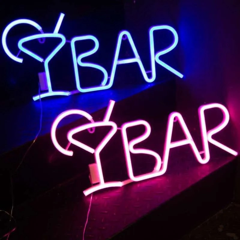 Décoration de fête LED Bar Neon Sign Light pour KTV Snack Shop Décor Jus Lettre Lampe Tube Mur De Noël