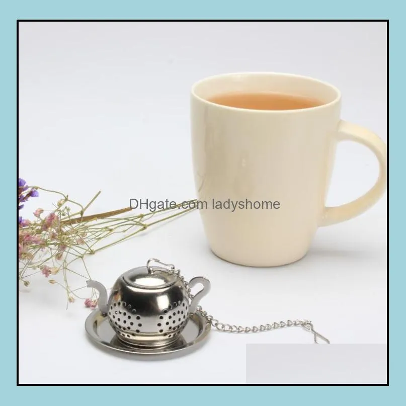 Tea Infuser 3.8CM Teapot shaped 304 Stainless Steel Herbal Pot Teas Ball Infusers Strainers Filter HWF8091