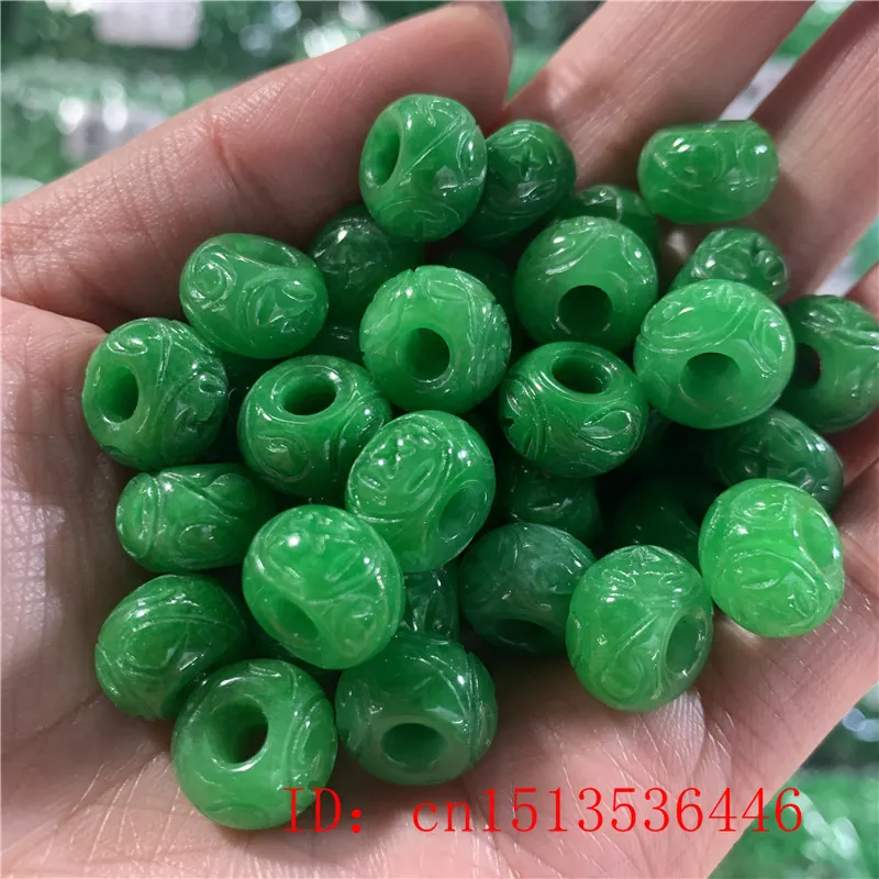 3PC Natural A Green Jade rzeźbione koraliki DIY Bransoletka Bransoletka Urok Jadeit Jewellery Akcesoria Mody Amulet Prezenty dla kobiet Mężczyzn