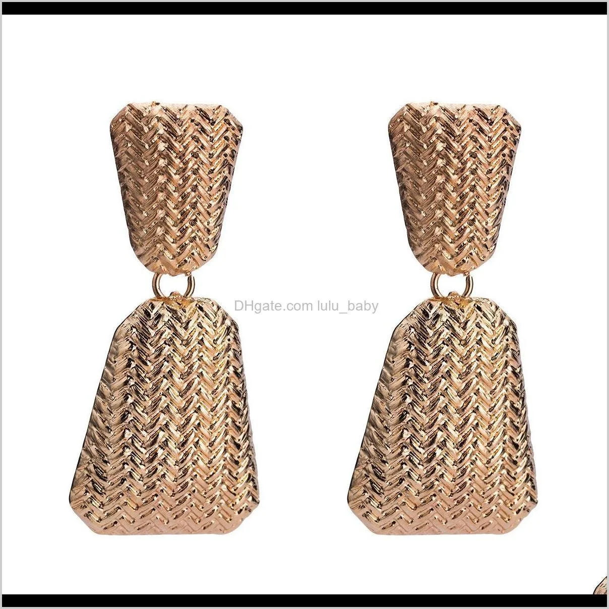 exaggerated alloy geometric earrings women`s high-end knitted texture personalized earrings