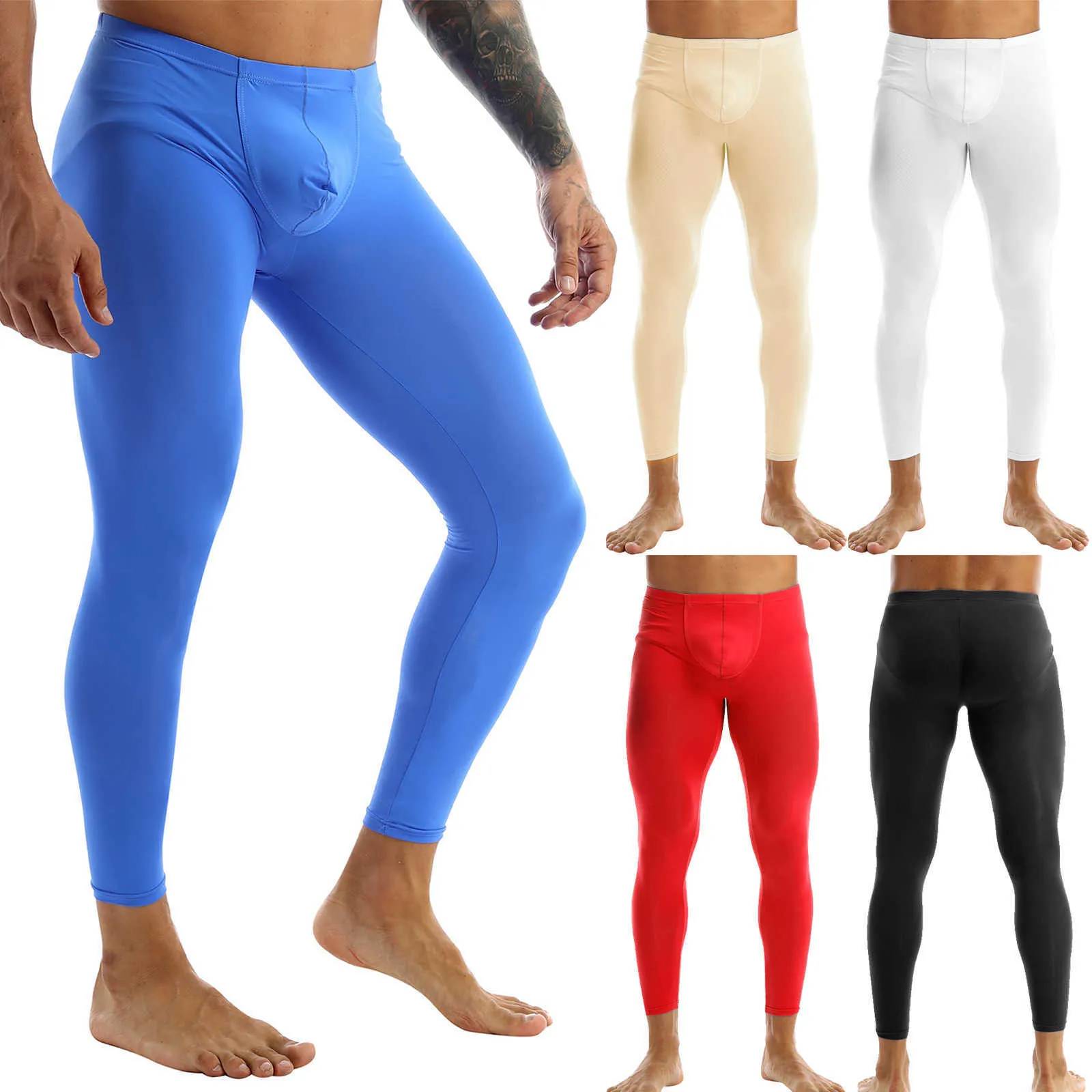 Pantaloni da corsa atletici bianchi Pantaloni sportivi da uomo See Through Stretchy Gym Training Fitness Yoga Leggings Abbigliamento sportivo Pantaloni attillati Y0811