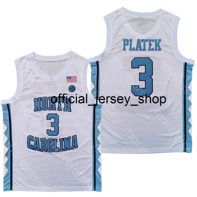 2020 New North Carolina College Basketball Jersey NCAA 3 Andrew Platek White All Stitched and Embroidery Men Youth Size