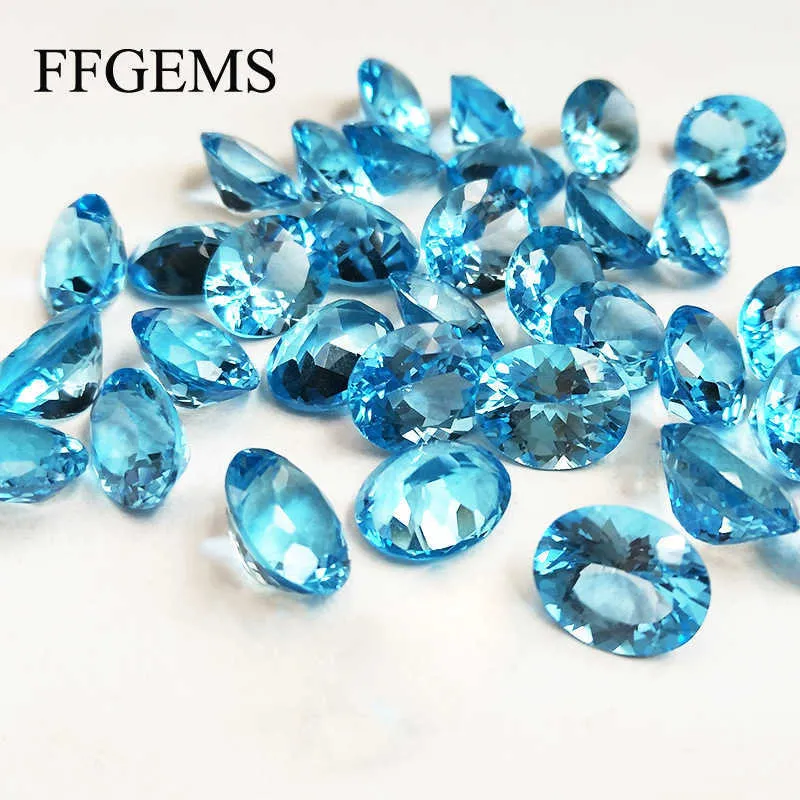 Ffgems الطبيعية السويسري السويسري توباز الزبرجد فضفاض الأحجار الكريمة البيضاوي قطع 4 * 6 ملليمتر diy للفضة الذهب حلقة القرط تصاعد غرامة مجوهرات H1015