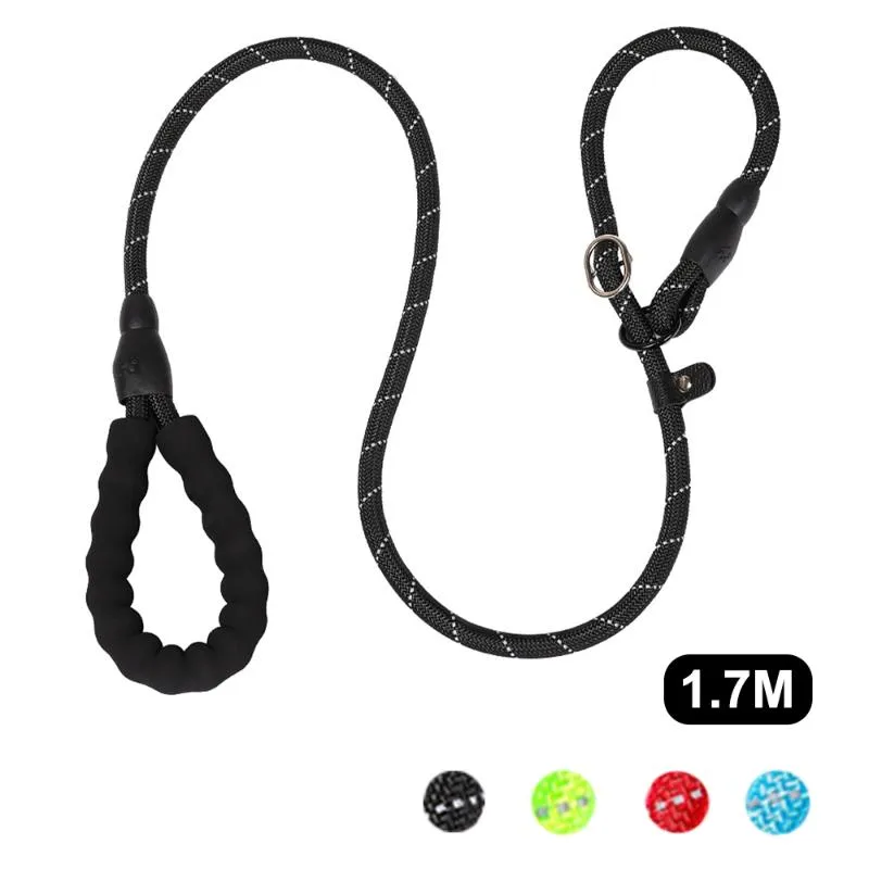 Dog Collars & Leashes Nylon Leash Collar For Outdoor Walking Training Reflective Handle Rope P Style Adjustable Belt 1.7m