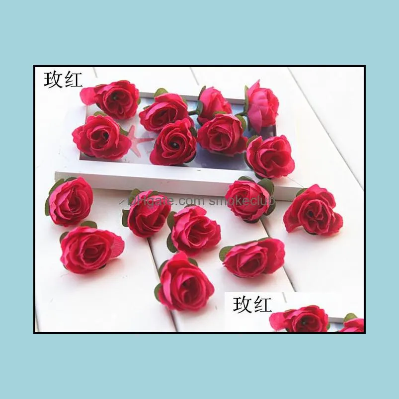 Artificial Flowers Head Small Tea Bud Simulation Small Tea Rose Head 3cm Mini Silk Flower Decoration Flower Head DIY Accessories