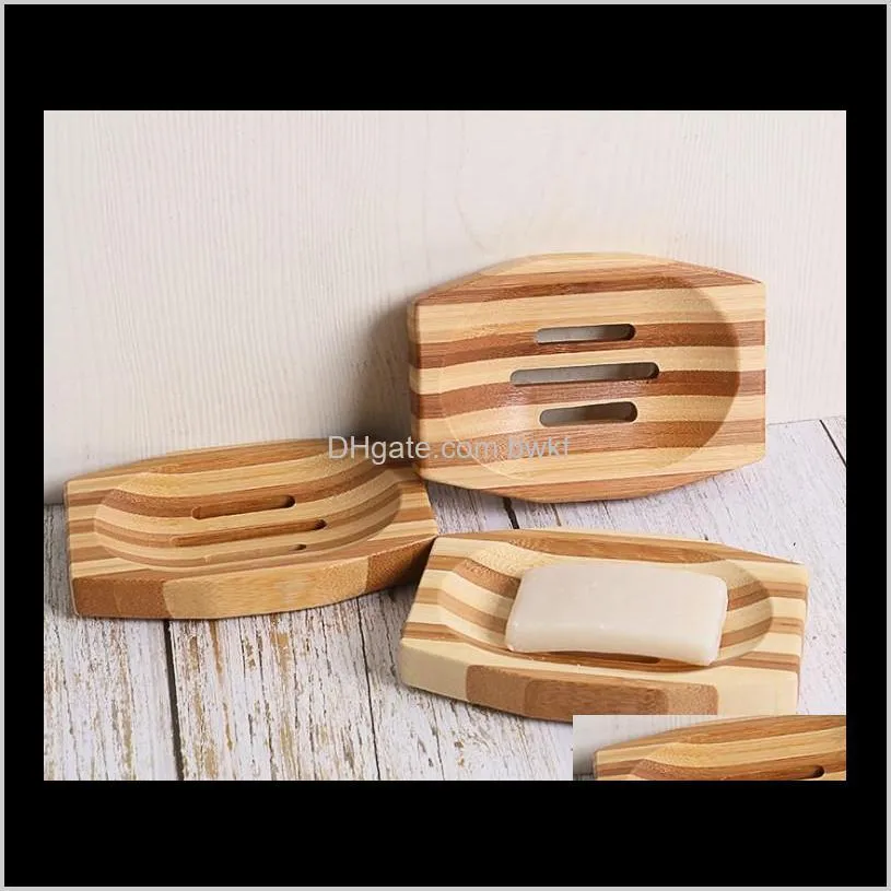 wholesale new natural bamboo soap dishes soap tray holder wash shower storage stand bath shower plate case bathroom accessories