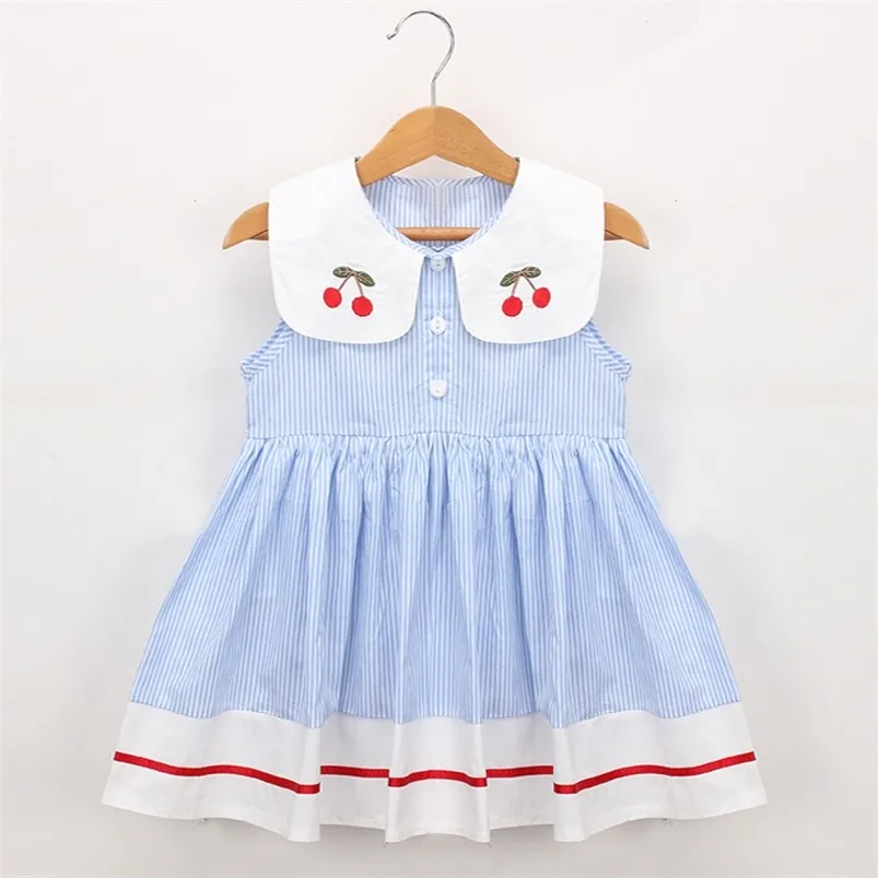 Sukienka Summer Girls 'Sukienka Cute Doll Collar Bez Rękawów Księżniczka Dzieci Dziecko Dzieci Odzież Dla Dziewczyn 210625