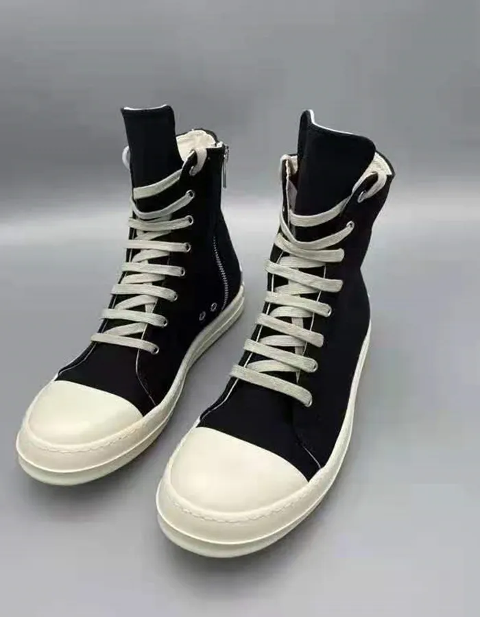 21ss New-style heel patch high-top boots personalized fashion external custom-made cotton cloth canvas lining DS corn tooth zipper shoes