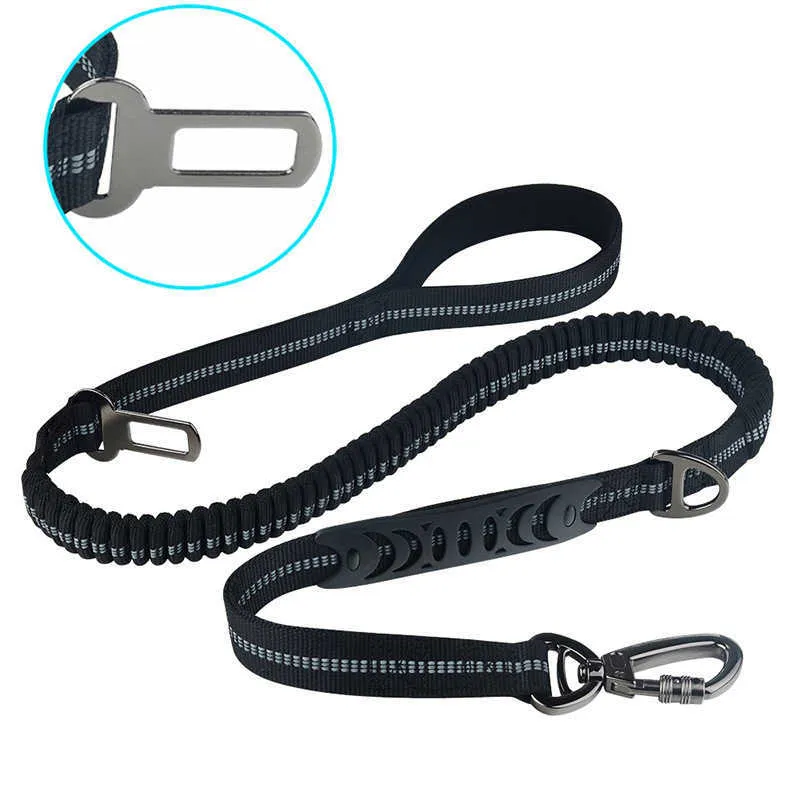 2 Sztuk Silne Bungee Dog Leash z klamrą pasa bezpieczeństwa samochodu dla średnich dużych psów Amortyzator refleksyjna linowa Hurtownia XB 211006