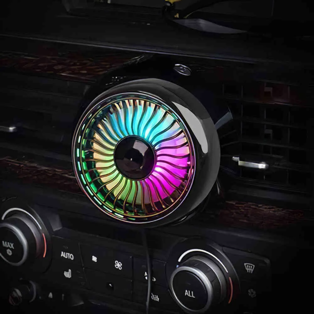 2021 Yaz Yeni Renkli Değişen Klima Fanı Ile Çok Fonksiyonlu USB Araba Dekorasyon Otomotiv Malzemeleri