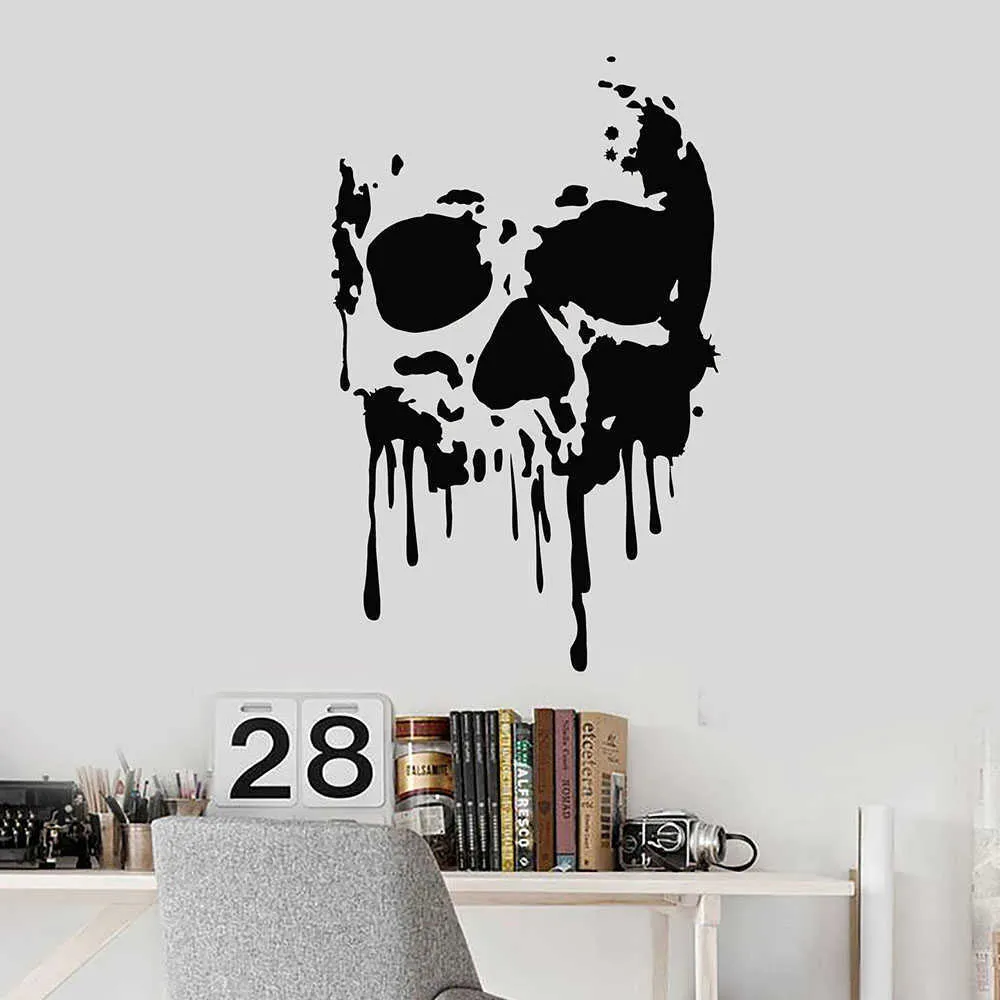 Gotik Korku Tarzı Duvar Çıkartması Ölüm Hayalet Sanat Kafatası Kemik Gençler Yatak Odası Perili Ev Parti İç Dekor Vinil Çıkartmalar Q316