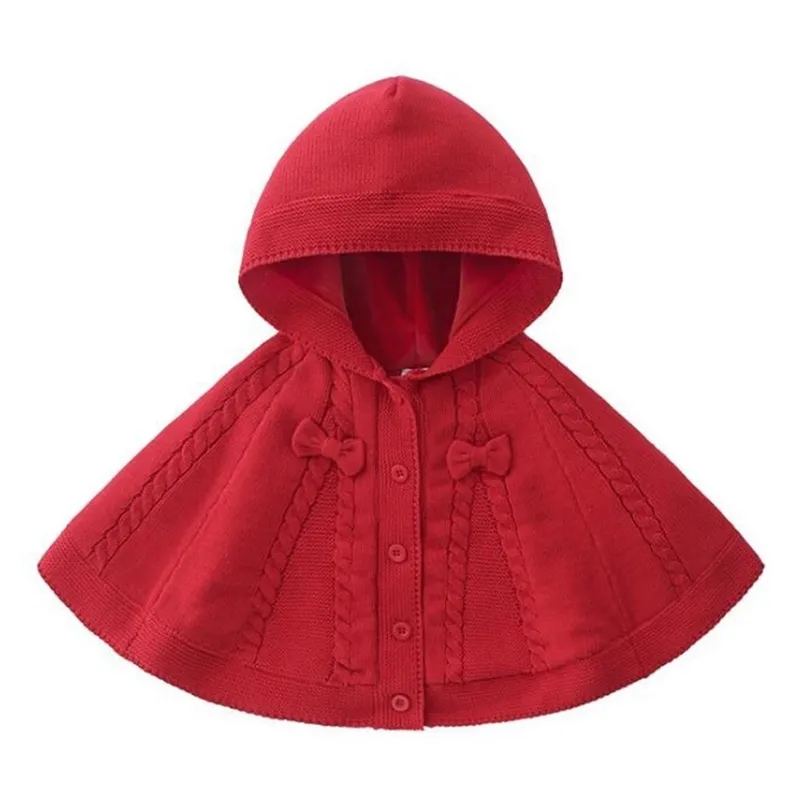 Baby Girls Cute Cloak Odzież dziecięca Jesień Zima Dzianiny Kidchan Cardigan Coat 0-4yrs 210521