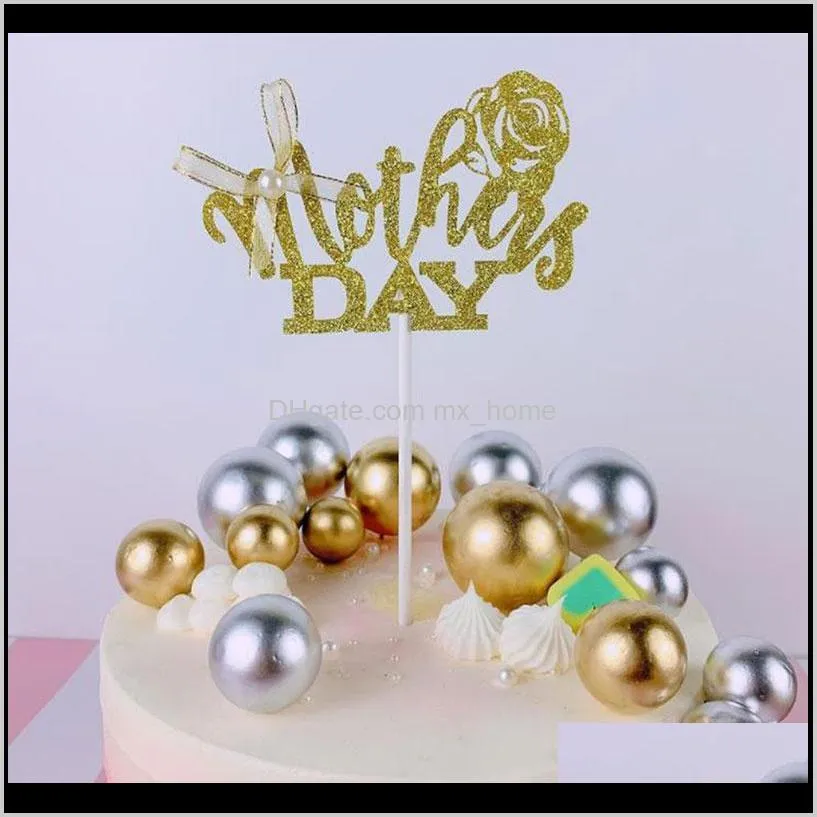 gold/silver foam ball cake topper creative cupcake insert card flags for baby shower birthday party cake decoration 2cm-4cm