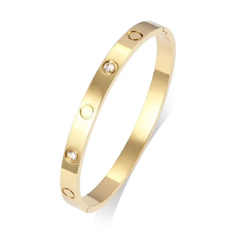 Mode titanium stalen bangle armband vrouwen mannen houden van armbanden afstand sieraden cadeau 16-19 met fluwelen tas