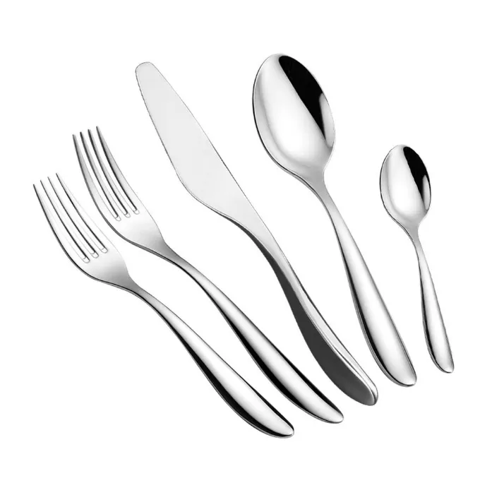 30 sztuk Zestaw sztućców ze stali nierdzewnej Silver Forks Spoons Steak Noże Teaspoon Wedding Hotel Restaurant Silverware