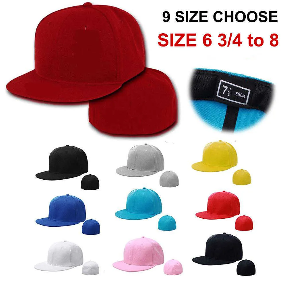 Fitted Caps Hats New 9 Sizes Fit Trucker York Closed Mens Bill Hiphop Plain Baseball Snapback Blank Solid Flat Visor Brim Era Q0703