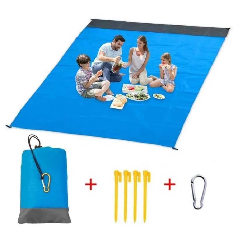 Cobertor de Piquenique Dobrável para Natureza Caminhada Ao Ar Livre Acampamento Equipamento Azul Laranja Praia Esteira À Prova de Piquenique à prova de vento 140x200cm 210x200cm y0706