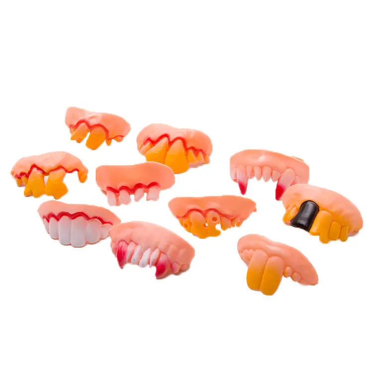 Dentes falsos halloween festa brincadeira brinquedos simulação podre zumbi amarelo dente engraçado complicado falso vampiro dentadura máscaras cosplay truque adereços brinquedo brinquedo piada