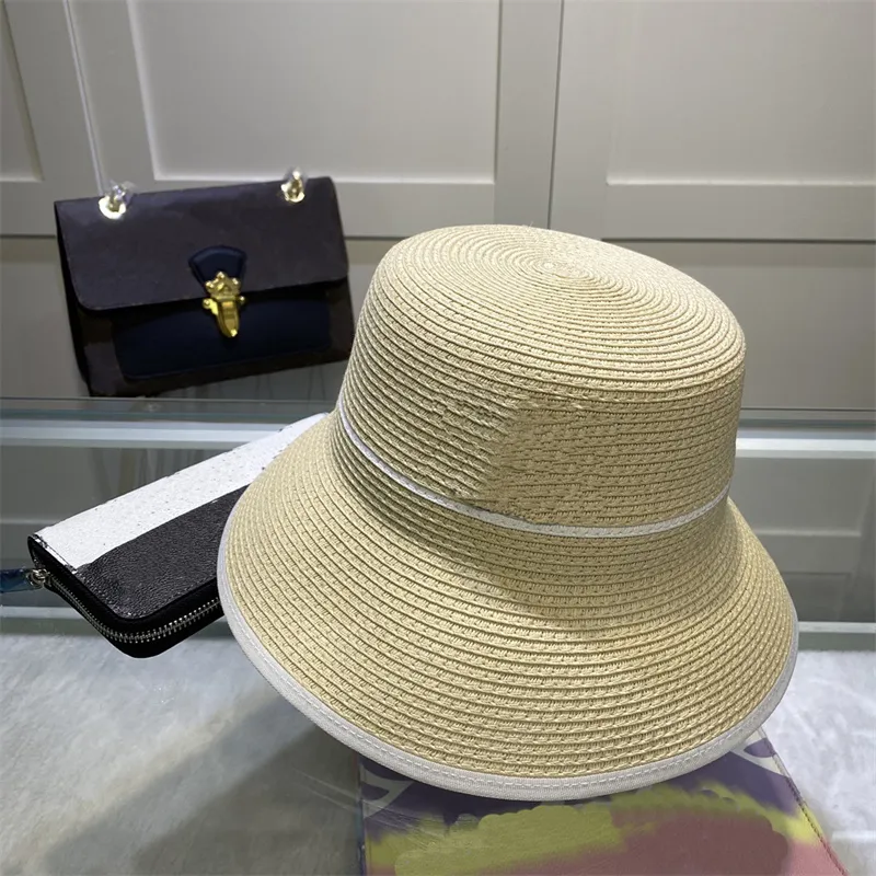 Mode ontwerper stro hoed dames merk emmer hoed elegante stijl trend mannen strand reizen honkbal cap hoge kwaliteit geweven 4 stijlen