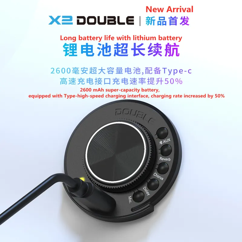 MINI DOUBLE OS1 Vibration Transacoustic PickUp Contrôle numérique Bluetooth 5.0 EQ du préampli acoustique avec réverbération Reverb Reverby Retard et Fonction Mic
