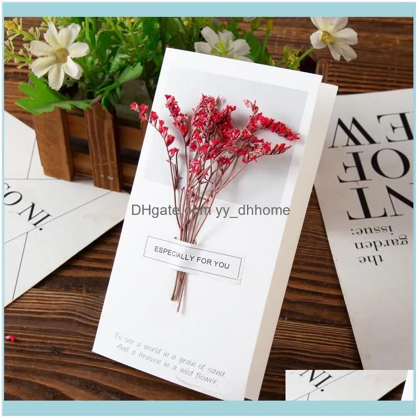 1pcs Birthday Dried Flowers Invitations Postcards Wedding Party Festival Greeting Card1