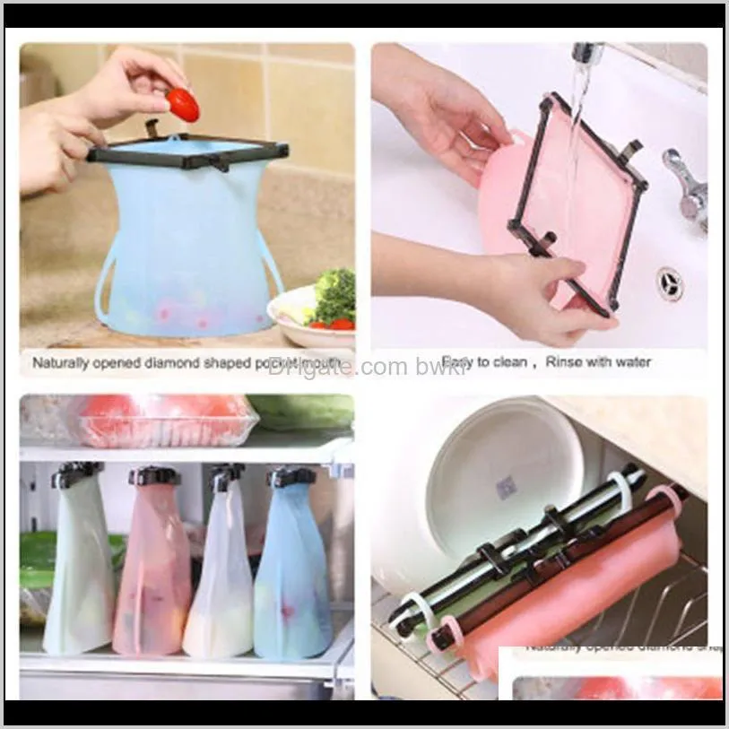 collapsible silicone food storage bag reusable sealed storage container food  bag vegetable bag jxw078