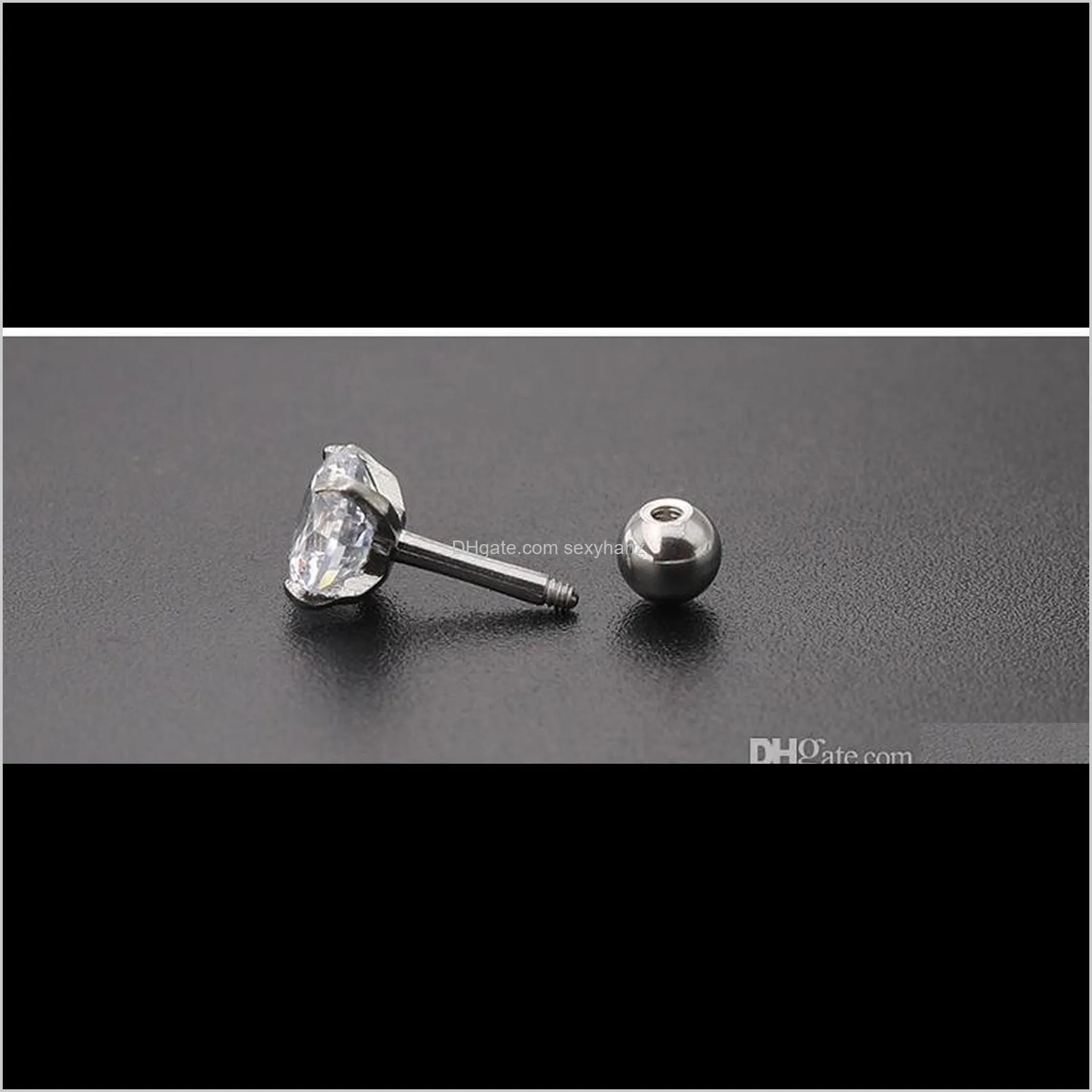 earrings tragus cartilage zircon ear stud round crystal 316l stainless steel ab gold nail bone clear cz 4mm rose gold black fashion