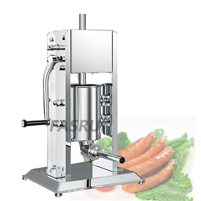 Manual Sausages Machine Syringe Stainless Steel Sausage Filler Kitchen Meat Stuffing Preparation Salami Making