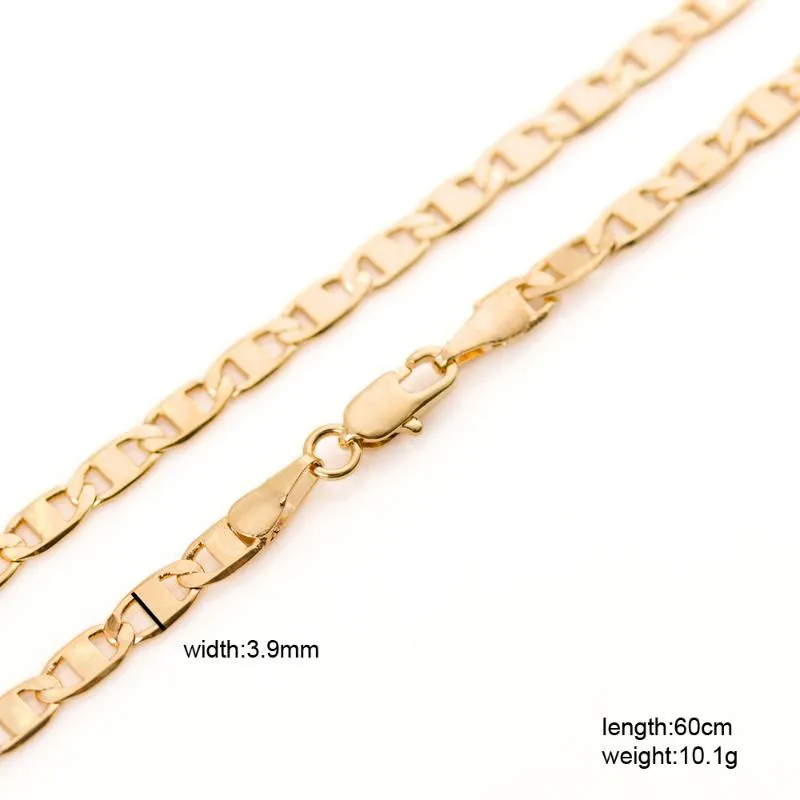 Pendant Necklaces Drbonham Long 60cm 4mm 18KGF Gold Filled Stainless Steel Flat Anchor Chain Necklace For Men Punk Boys Summer Link