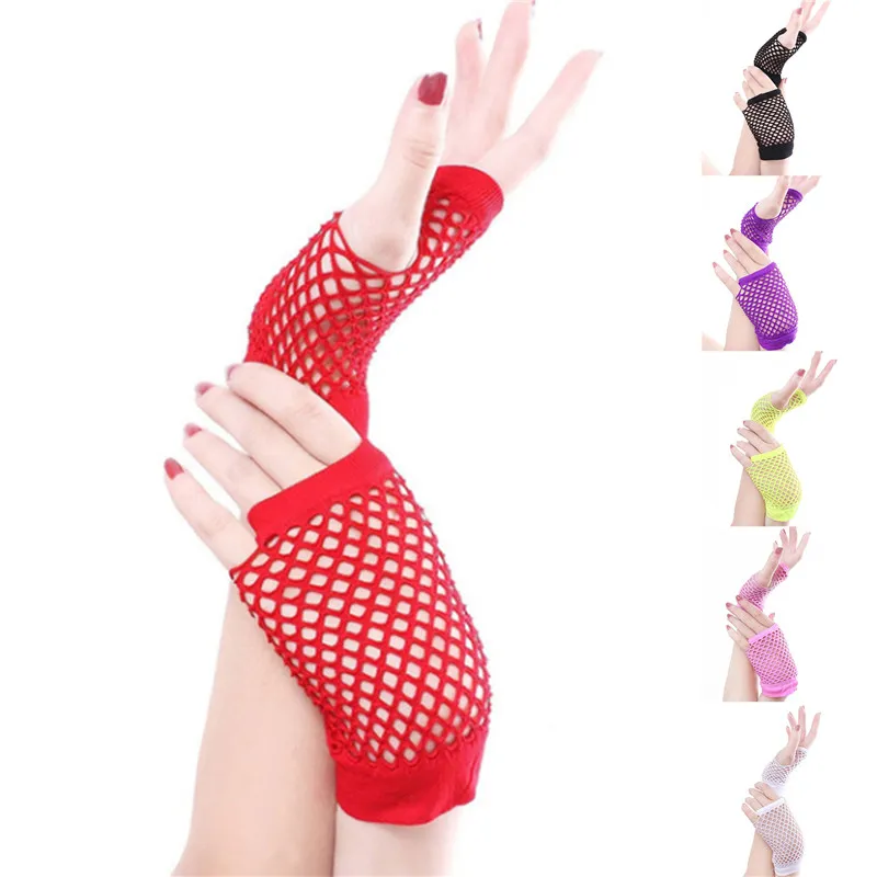 12 paires/24 pièces gants sans doigts pour enfants haute qualité court résille filet de poisson noir fantaisie fête danse Club Nylon Spandex maille