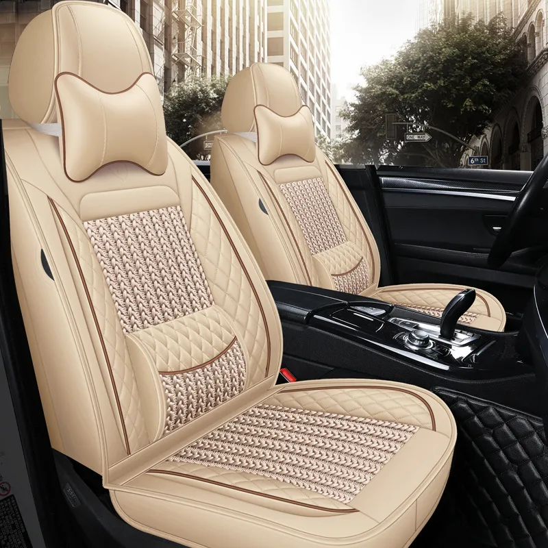 Car Seat Covers,Ice Silk Universal Car Seat Covers,Black Leather