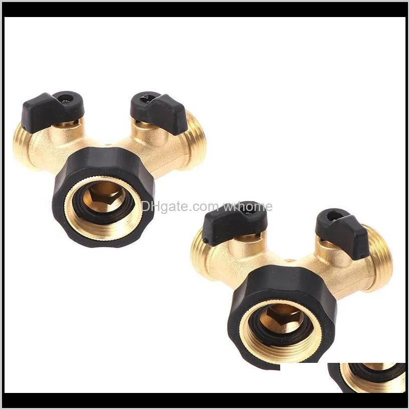 1Pcs Brass Female 2 Way Tap Water Splitter Garden Y Quick Connector Irrigation Valve Hose Pipe Adapter Watering Equipments