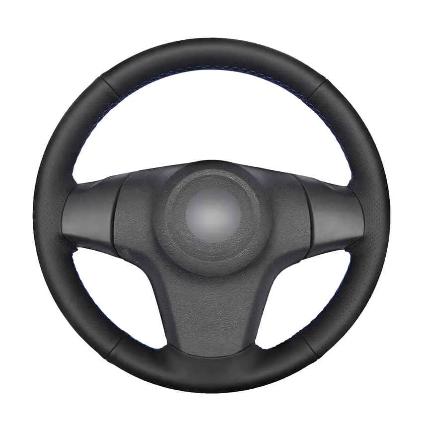 Cubierta de volante de cuero Artificial PU negra cosida a mano trenzada para Corsa D Niva Lada de 3 radios 2006 2007-2020