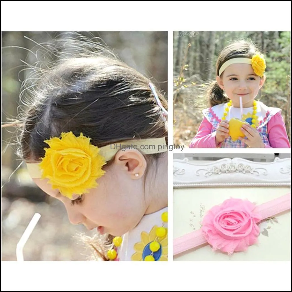 18pcs/lot Cute Kids Girls Solid Color Elastic Band Flower Headband Hair Band Accessories Summer Style