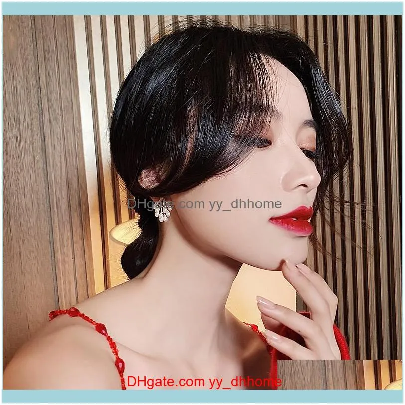 Korean Fashion Jewelry High-end Handmade Freshwater Pearl Earrings Elegant Women`s Party Stud