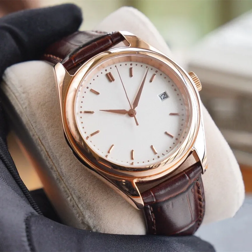 Luxo homens calendário mecânico automático relógios de pulso de pulseira de couro real relógio relógio masculino esporte relógio impermeável 40mm