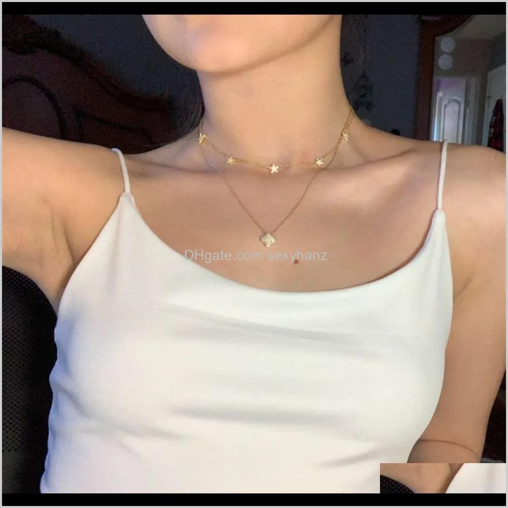pendant feehow japanese korean choker chain necklace fashion five pointed star slim and versatile