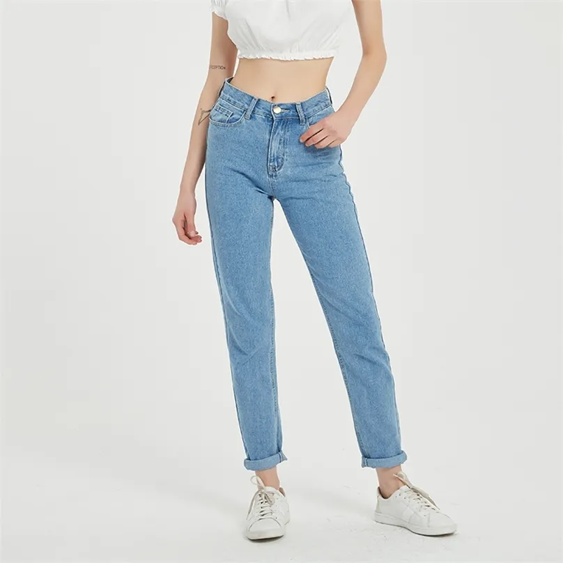 Harem byxor vintage hög midja jeans kvinna pojkvänner kvinnors full längd mamma cowboy denim vaqueros mujer 210922