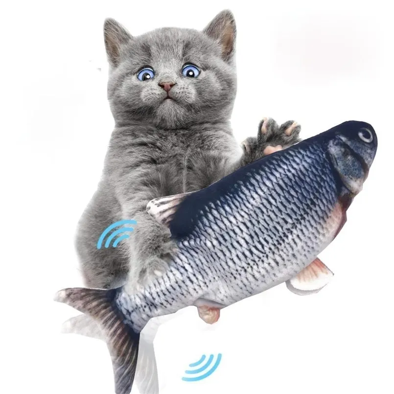 Déménagement poisson électrique jouet pour chat chargeur USB interactif chat mâcher morsure jouets fournitures chaton poisson Flop chat remuer jouet 211122