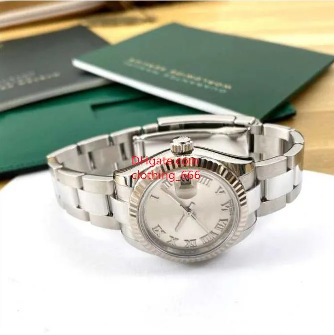 9点セット付属 古典的な高級女性はローマ字ダイヤル機械28mmカレンダービッグ拡大鏡サファイアミラーシルバーステンレススチールブレスレット 時計 クーポン配布 腕時計 リストウォッチ Viskasprekybai Lt