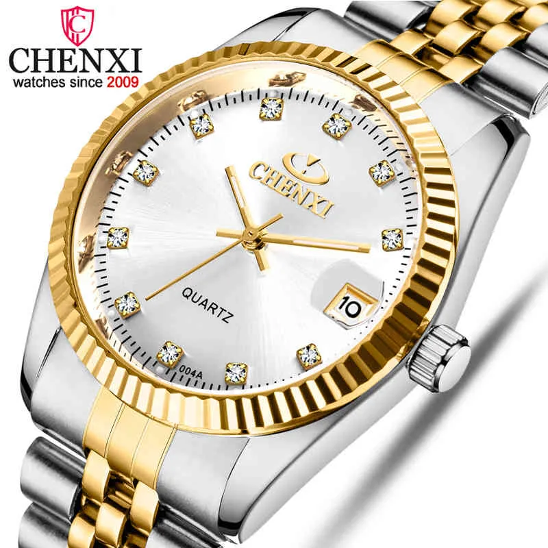 Chenxiウォッチメンズファッションクォーツ時計腕時計メンズブランドラグジュアリーフルスチールビジネス防水時計2021新しいRelogio Masculino Q0524