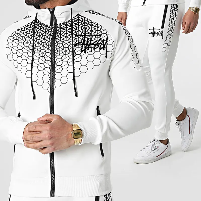 Noel Erkek Eşofman 2021 Erkekler Setleri Fermuar Polyester Nefes Kazak Sweatpants Tasarımcı Adam Spor Spor Hoodie Giyim 3XL